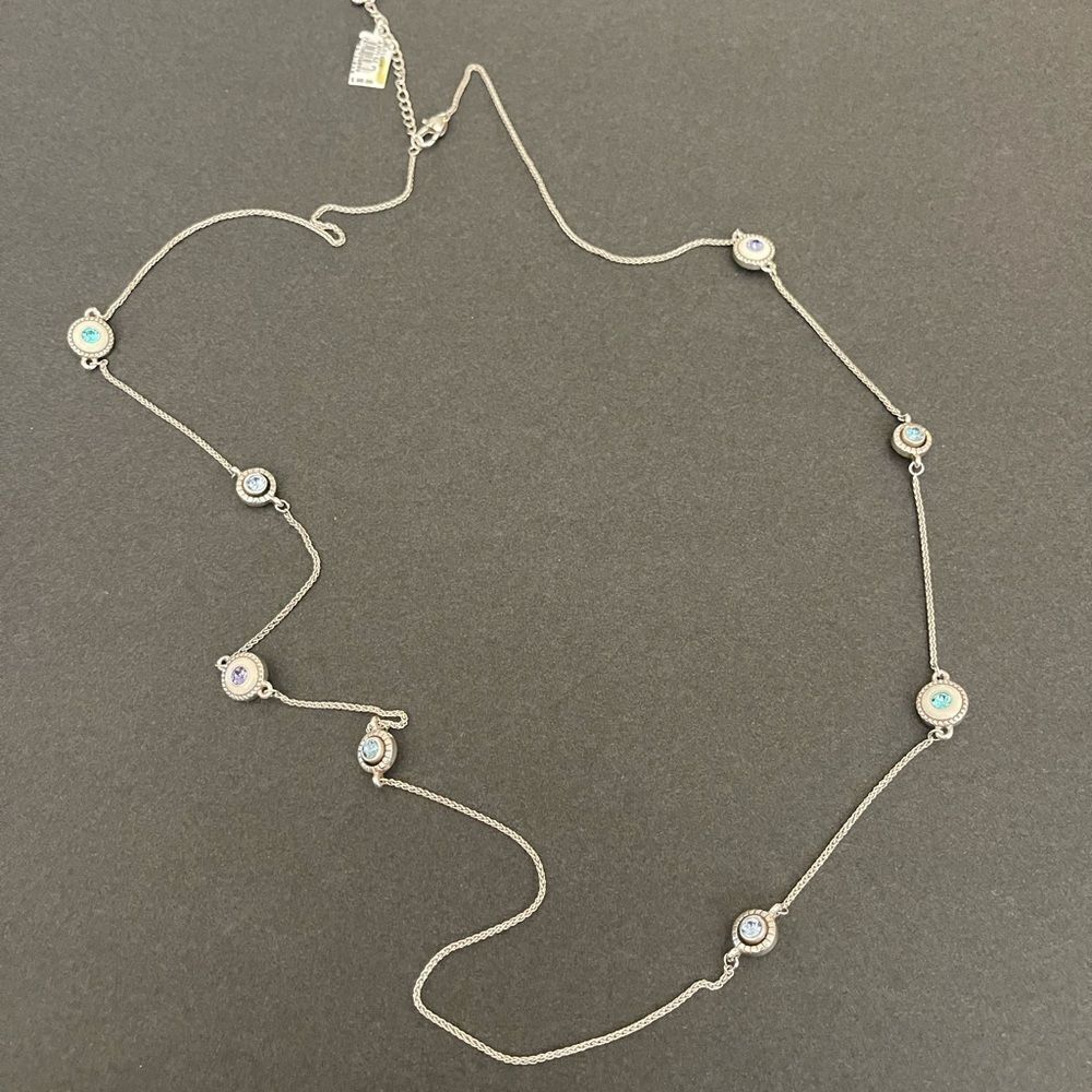 Brighton Halo Light Long Necklace Silver Tanzanite NWT